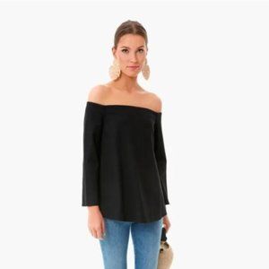 Tuckernuck Women's Black Miranda Off the Shoulder Blouse Long Sleeve Top Size L